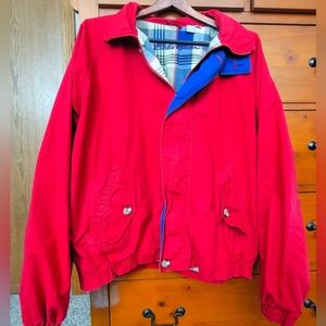 Vintage Eddie Bauer Mens Jacket Large Red Zip Button Classic Wind Rain R…